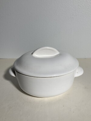 #ad crate and barrel white serving bowl With Lid