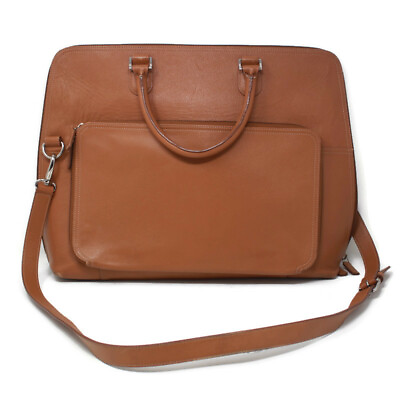 #ad 🔴 Levenger Majorca Expandable Light Brown Leather Laptop Bag Briefcase