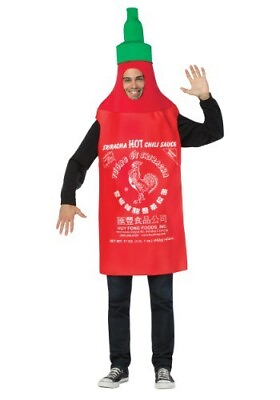 #ad Sriracha Hot Chili Sauce Adult Costume Red Printed Tunic Halloween Rasta Imposta