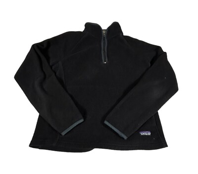 #ad Patagonia Synchilla Women’s Size Small Pullover Fleece 1 4 Zip Black Sweater