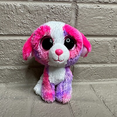 #ad TY Beanie Boos SHERBET the Dog Glitter Eyes Pink 6quot; Plush bean Stuffed Toy