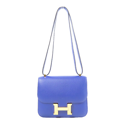 #ad *10%OFF* HERMES GHW Constance Mini Shoulder Bag Crossbody Veau Epsom Bleu El...