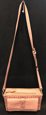 #ad Pink Studded Crossbody Strap Shoulder Bag Purse