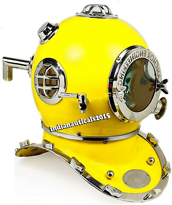 #ad Boston New US navy mark V 18quot;diving divers helmet deep sea chrome yellow finish