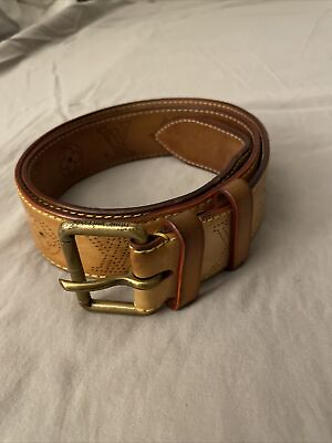 #ad Authentic Louis Vuitton Men#x27;s Leather Belt Monogram Used 36 Size