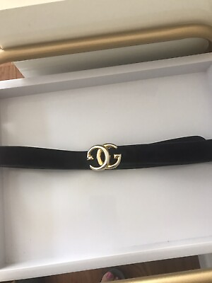 #ad Gucci Belt NAVY SUEDE VINTAGE sz 76 with Gold GG buckle Purchased In Rome