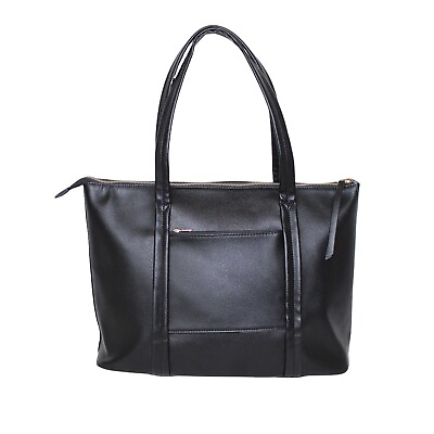 Realer Purse Bag Handbag Black Faux Leather Hobo Gold Tone Zippers Pockets $39.00