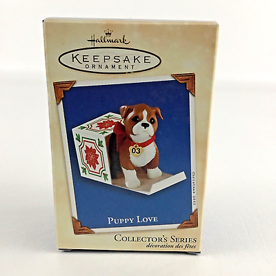 #ad Hallmark Keepsake Christmas Ornament Puppy Love Dog in Box #13 New Vintage 2003