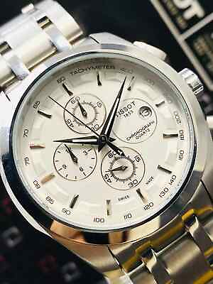 #ad Used Tissot Couturier Tachymeter Chronograph Date Quartz Movement Men#x27;s Watch
