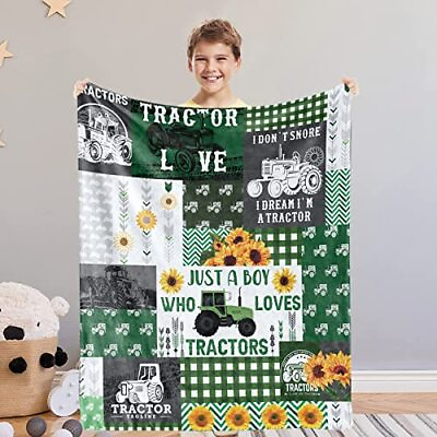 #ad Just a Boy Who Loves Tractors Blanket Green Tractor Throw Blankets for Boys K...