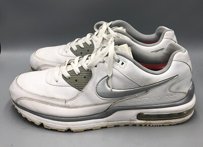 #ad Nike Air Max Wright White Silver Leather Sneakers Mens Size 15 317551 104