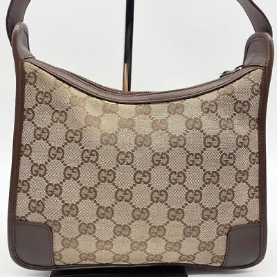 #ad Designer Gucci One Shoulder Bag in GG Canvas Leather Hobo Brown