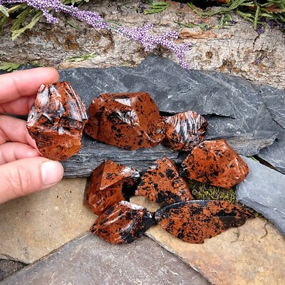 #ad Rough Raw Mahogany Obsidian Tumble Stone Healing Crystal Mineral Chunks Specimen