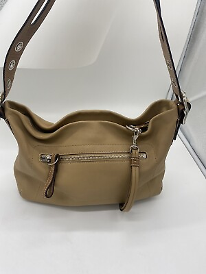 #ad Coach Tan Brown CO5S 1417 Leather Handbag small spot on side amp; bottom Nice