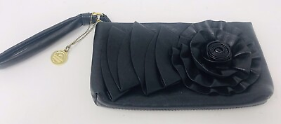 Big Buddha Black Wristlet Leather Purse 9.5” X 5” $9.34