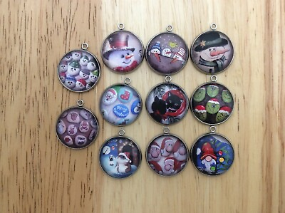 #ad Holiday Glass Cabochon Charms