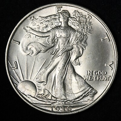 #ad 1936 Walking Liberty Silver Half Dollar GEM BU *UNCIRCULATED* MS E312 KBB