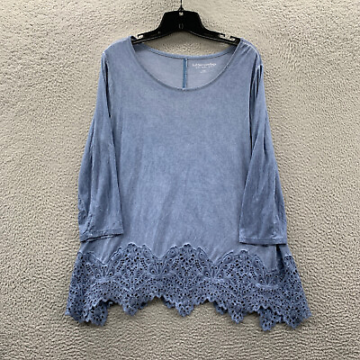 #ad SOFT SURROUNDINGS Blouse Womens Large Top Long Sleeve Blue*