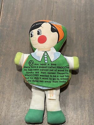 #ad Vintage 1979 Dan Dee Tell Story “Pinocchio” Cloth Stuffed Story Doll #796 Sz:11”