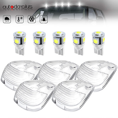 #ad 5pcs Clear Cab Roof Running Marker Lights 5x LED Bulb For 99 11 Ford F250 F350