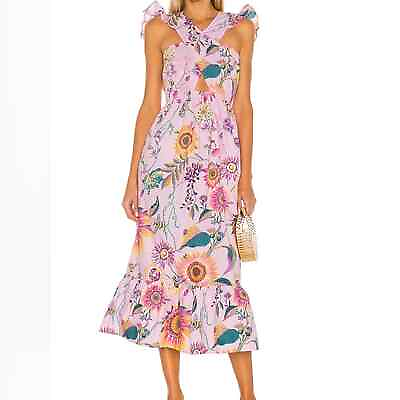 #ad Banjanan Women’s Cecil Dress Midi Sleeveless Floral Print Pink Size S