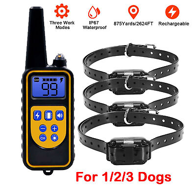 #ad 2620 FT Remote Dog Shock Training Collar Rechargeable Waterproof Pet Trainer US