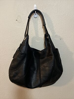 #ad Lucky Brand “Fortune Cookie” Black Leather Hobo Shoulder Bag