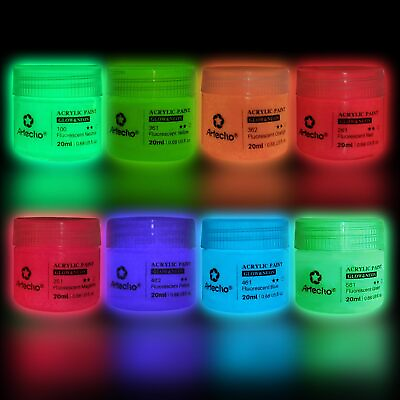 #ad Glow in the Dark Paint Set of 8 Colors 20 ml 0.7 oz Glowamp;Neon 8 colors
