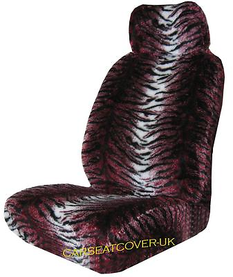 #ad For CHRYSLER VOYAGER RED TIGER SEAT COVERS FAUX FUR FRONT SEATS PAIR