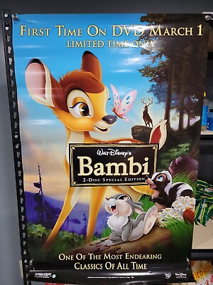 #ad BAMBI DVD MOVIE POSTER 1 Sided ORIGINAL ROLLED 27x40 DISNEY