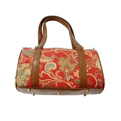 #ad #ad NEW Vintage Windsor amp; York Tapestry Leaf Theme Satchel Barrel Bag