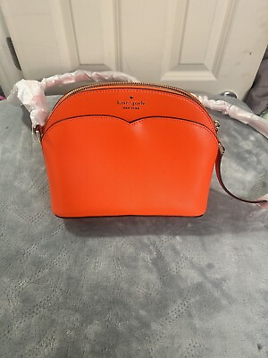 #ad Kate Spade Payton Dome Crossbody Orange Leather WKRU7085 Gift Bag