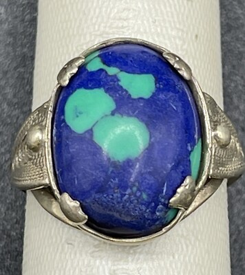 #ad Vintage Sterling Silver Azurite Ring Size 7.25 925