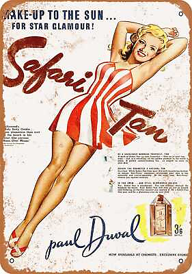 #ad Metal Sign 1941 Betty Grable for Safari Tan Vintage Look