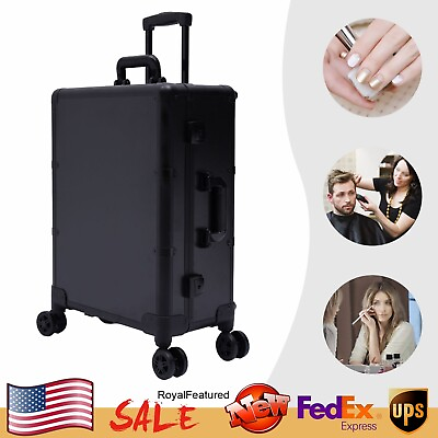 #ad Rolling Makeup Train Case Cosmetic Box Trolley Organizer w LED LIght amp; Mirror