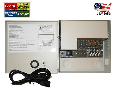 #ad 4 Ch Channel Distributed Power Supply Box with Electronic Fuse for CCTV Systems