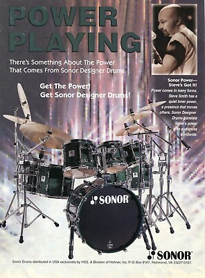 #ad 1998 Print Ad of Hohner Sonor Designer Drum Kit w Steve Smith