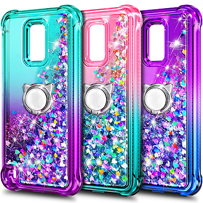 #ad For BLU View 4 2 Case Bling Glitter Phone Cover w Tempered Glass amp; Lanyard