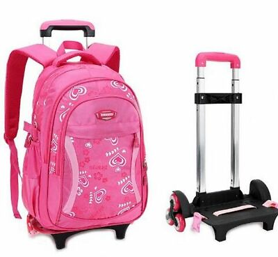 #ad Kids Rolling Luggage Bag School Travel Trolley Backpack On Wheels For Girls