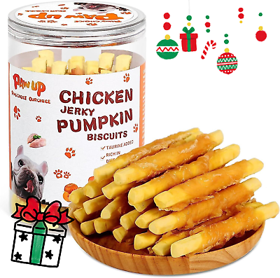 #ad Dog Treats Chicken Wrapped Biscuits Pumpkin Sticks Soft Chewy Training Treats