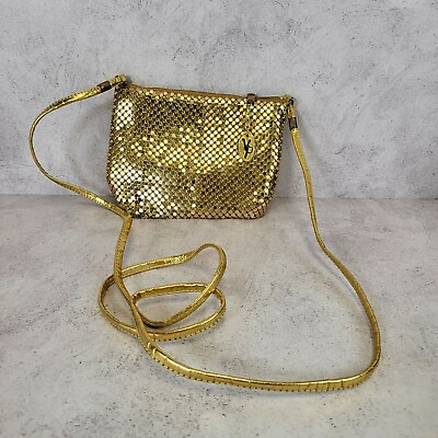 Vintage Women#x27;s Gold Evening Bag SMALL Crossbody Purse Gatsby Sparkle Bright $23.59