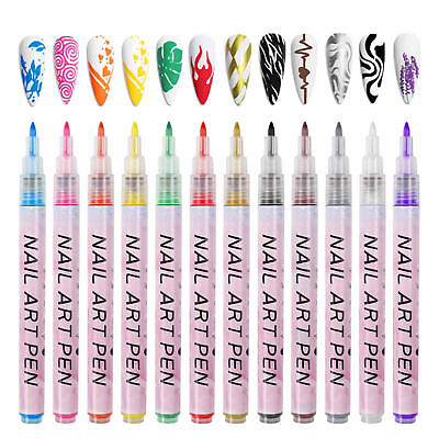 #ad Nail Polish Pens Set Quick Dry Nail Point Graffiti Dotting Pen Set of 12 Color
