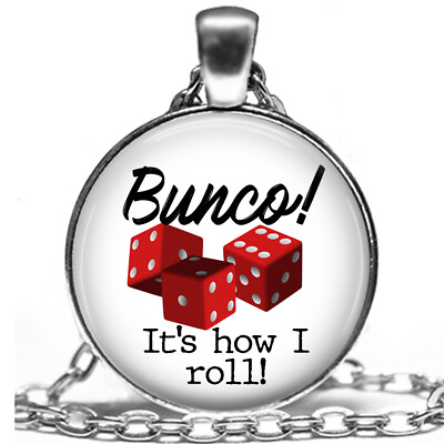 #ad Bunco It#x27;s How I Roll Dice Game Bunco Players Gift Necklace 24quot; Oval Link Chain