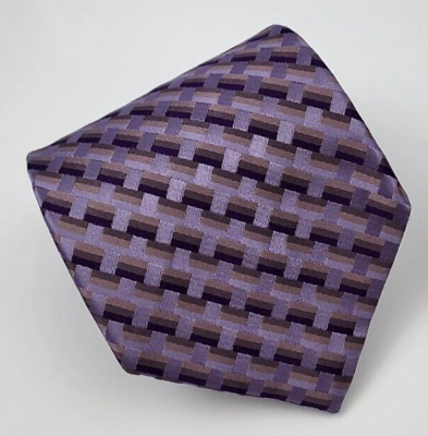 #ad Arrow Silk Tie Purple Geometric Men Necktie 58 x 3.75