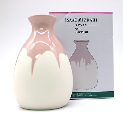 #ad NEW Isaac Mizrahi Loves XO Sienna Decorative Vase Ceramic Pink Dipped Glaze