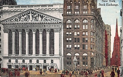 #ad New York Stock Exchange Manhattan New York Early Postcard Unused