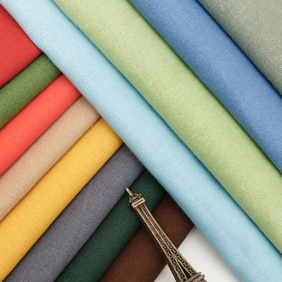 #ad Diy Solid Linen Upholstery Sofa Cloth Summer Shirt Clothing Slub Cotton Fabric