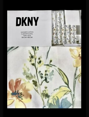 #ad DKNY 72”x72” CLINTON FLORAL Floral Watercolor FABRIC Shower Curtain NEW 🌺🌸