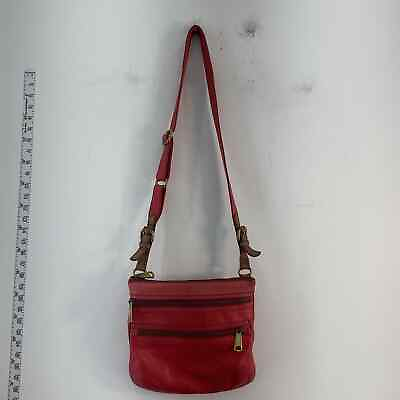 #ad Fossil Red Leather Shoulder Bag Purse Handbag for Women