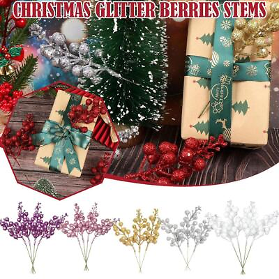 #ad 10PCS Artificial Berry Stems Fake Flower Berry Holly Christmas Tree Decor NEW.